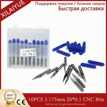 10PCS 3,175mm 20*0,1 CNC Gravur Maschine Bits für Holz PCB Stecher Tipps Fräsen Cutter DIY Hobby messer für CNC 3018.