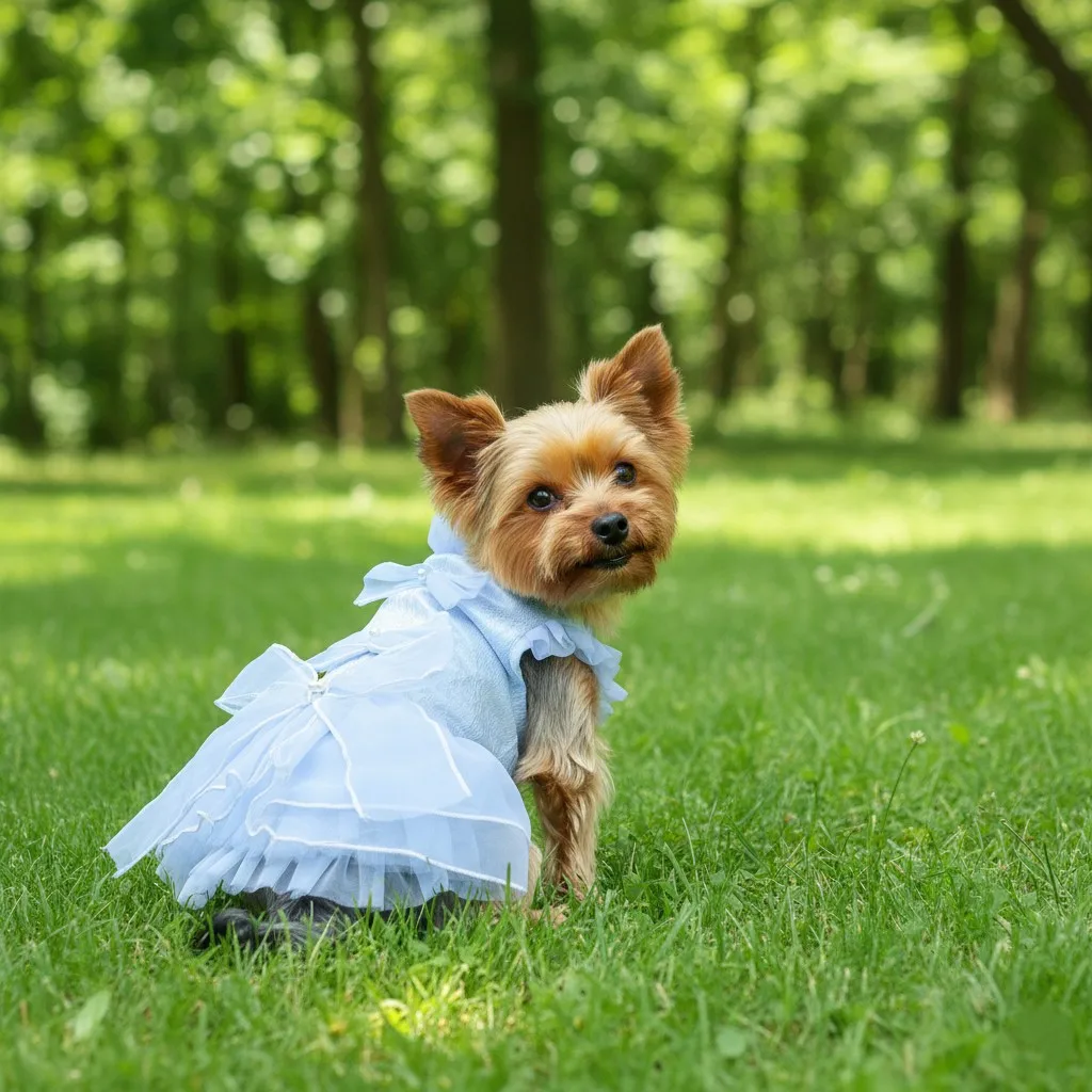 

Платье принцессы для собак ручной работы, летняя голубая кружевная пачка с бантом и жемчужным украшением, элегантный праздничный наряд для домашних животных для маленьких D