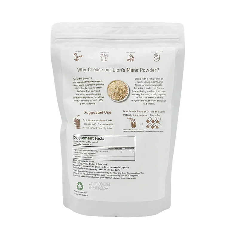 Oussiu Organic Lions Mane Mushroom Supplement Powder Natural Superfood for Brain, Energy, & Immune Health | Non-GMO Vegan