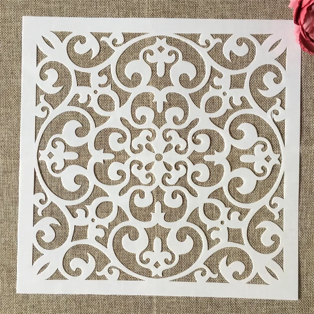 30*30cm duża mandala okno kwiatowy DIY nakładanie warstw szablony malowanie ścian księga gości kolorowanie tłoczenie Album dekoracyjny szablon — zdjęcie 2