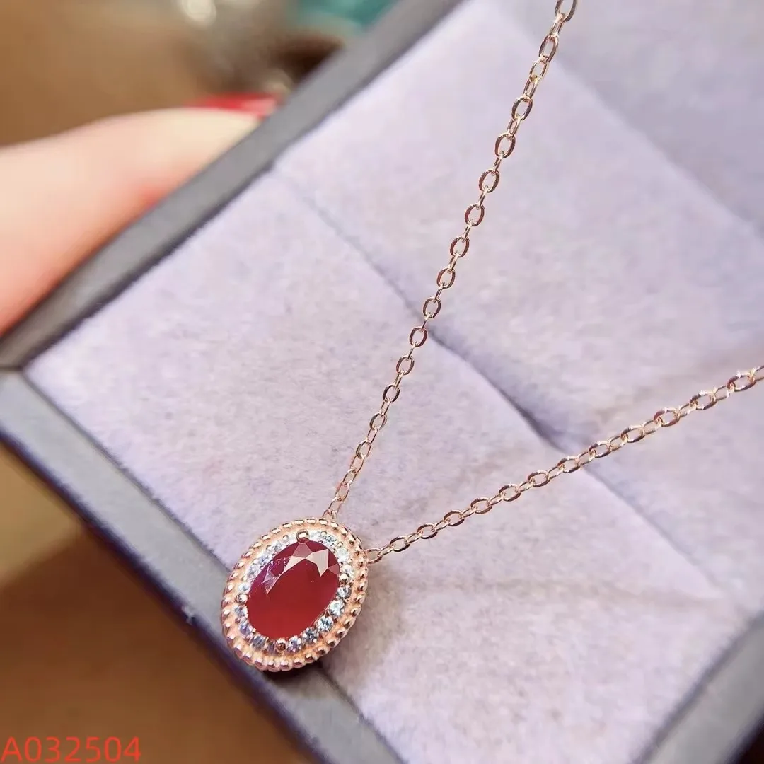

KJJEAXCMY Fine Jewelry Natural Ruby Women's Pendant S925 Pure Silver Exquisite Inlaid High Clarity Gems Support Testing Party