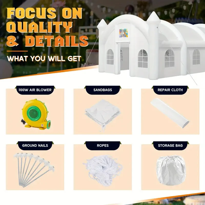 Tienda de bodas inflable comercial de 30x20x13 pies, tela Oxford 210D, tienda de campaña portátil resistente para fiestas, cenador, casa para eventos para fiestas