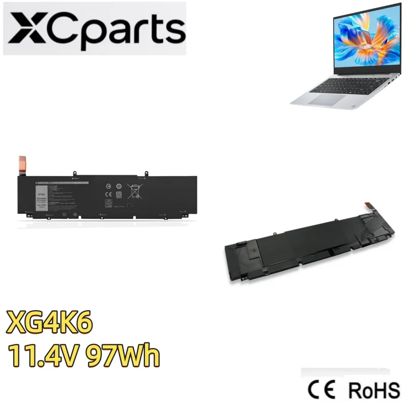 New F8CPG 01RR3 XG4K6 Laptop Battery 11.4V 97Wh for Dell XPS 17 9700 9710 Precision 5750 3JGT0 4RWVR Notebooks 9 Cell