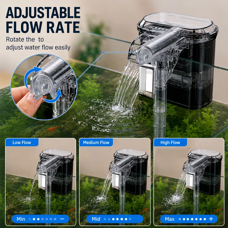 Neuer Aquarium-Hängefilter Mini-Filter für Fischbecken USB-Anschluss 2,5W Durchfluss 250H/L Geeignet für Aquarien unter 30cm – Detail 5