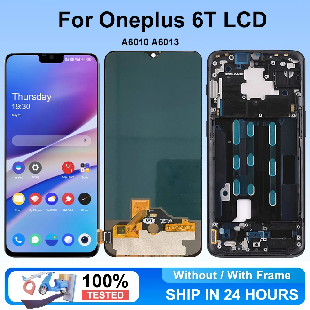 Screen Display for OnePlus 6T A6010 A6013 Lcd Display Digital Touch Screen with Frame Parts for OnePlus 6T Screen Replacement