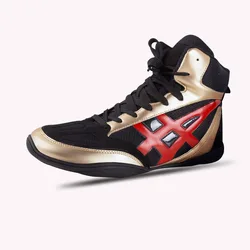 Zapatillas de lucha libre profesionales para hombres y mujeres, zapatos deportivos de boxeo transpirables, botas de lucha de boxeo de peso dorado, talla 36-45