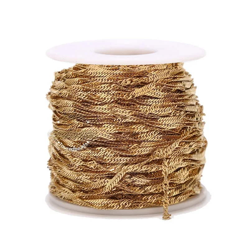 2M roestvrij staal 2 mm 2,5 mm waterrimpelkettingen voor doe-het-zelf ketting armbanden benodigdheden sieraden maken bevindingen - afbeelding 2