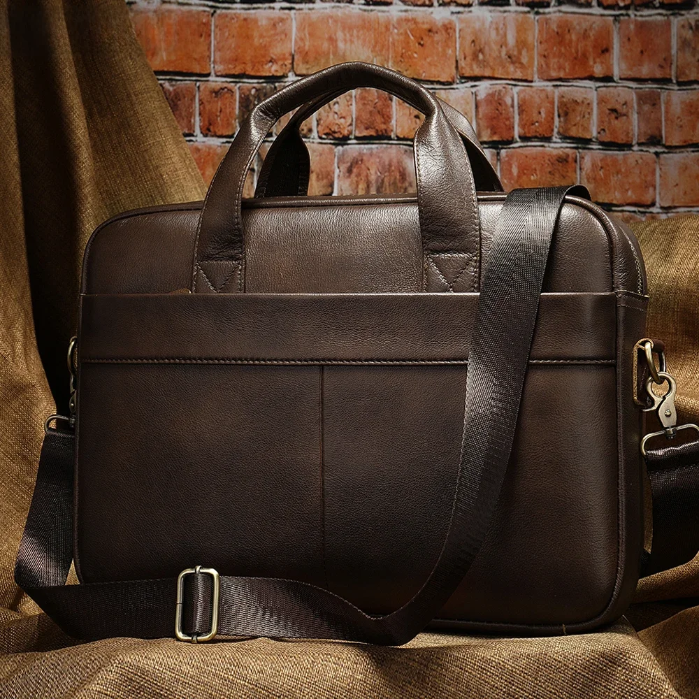 WESTAL Torba męska z prawdziwej skóry Teczka męska na laptopa 14 Messenger Męska skórzana torba biznesowa Portfolio na dokumenty A4 7022 — zdjęcie 2
