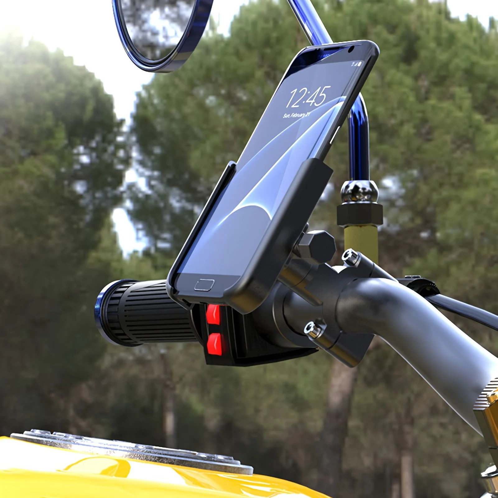 

1pc Universal Aluminum Alloy Motorcycle Phone Holder Street Travel Motorcycle Navigation Holder Anti-Handshake 360° Adjustable