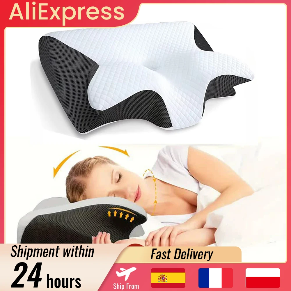 Oreiller de sommeil profond, Oreiller papillon, Oreiller cervical, Oreiller de couchage, Oreiller en mousse à mémoire de forme à récupération lente, Oreiller pour la colonne cervicale