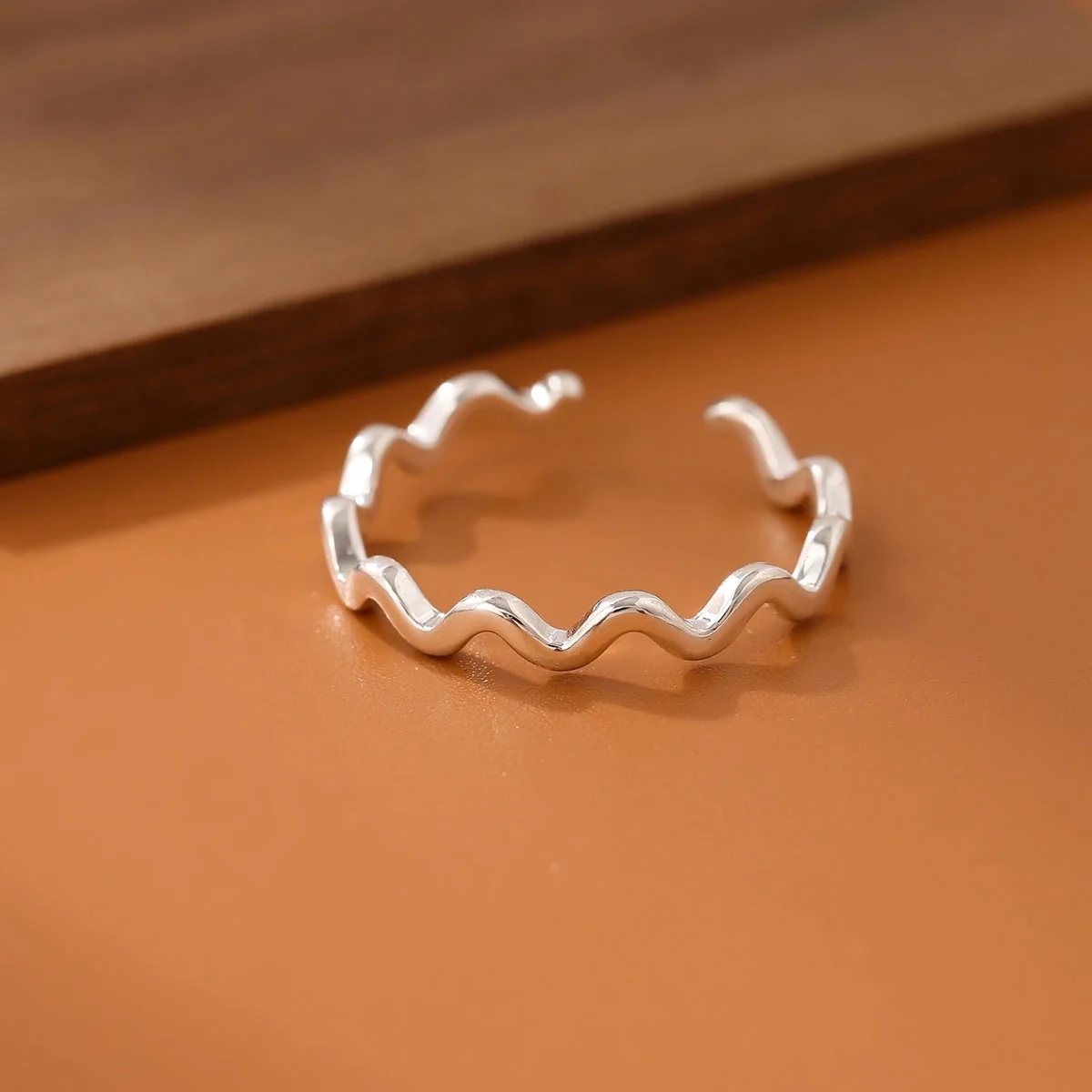 Bagues à ouverture simples en argent Sterling 925, ligne torsadée à la mode, vague lisse