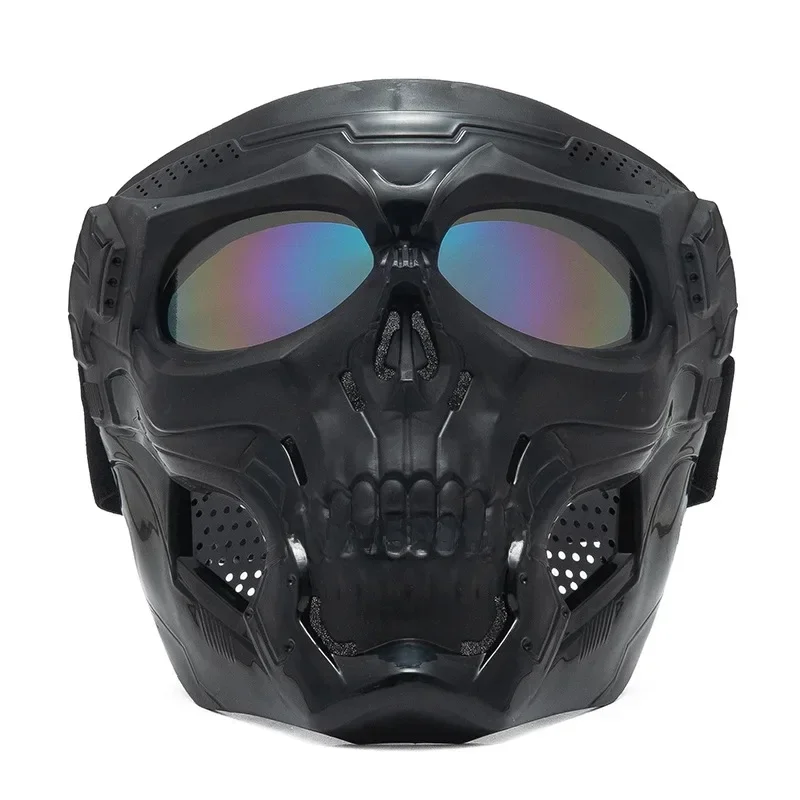 AliExpress Skull&Skeleton Tactical Motorcycle Mask - Full-Face, Windproof Protective Riding Gear with Colored Goggles for Bike Enthusiasts