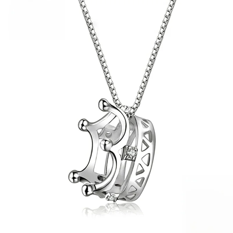 Nowy wykwintne korona wisiorek z cyrkonią naszyjnik 925 Sterling Silver moda Rhinestone Collarbone naszyjniki kobiety i dziewczyna biżuteria prezent — zdjęcie 2