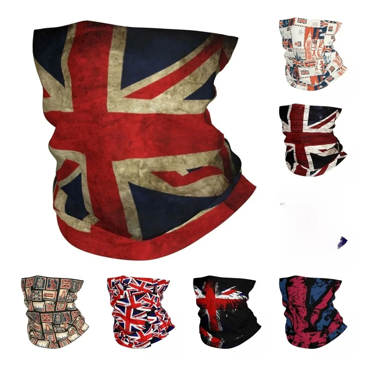 Couvre-cou bandana rétro britannique britannique pour adultes, écharpe ronde, cagoule imprimée, vêtements de sauna multifonctionnels, unisexe, coupe-vent