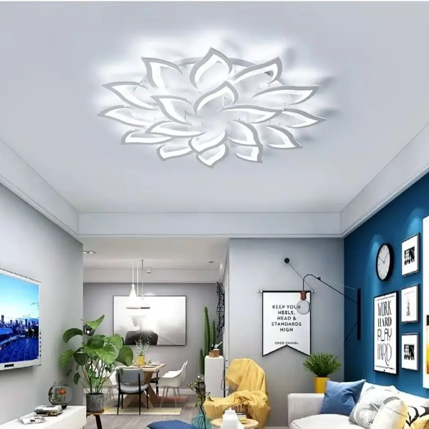 Modern Ceiling Lights Dimmable LED Flush Mount Ceiling Lamp with Remote Control Ceiling Light Fixture Living Room Dining Room