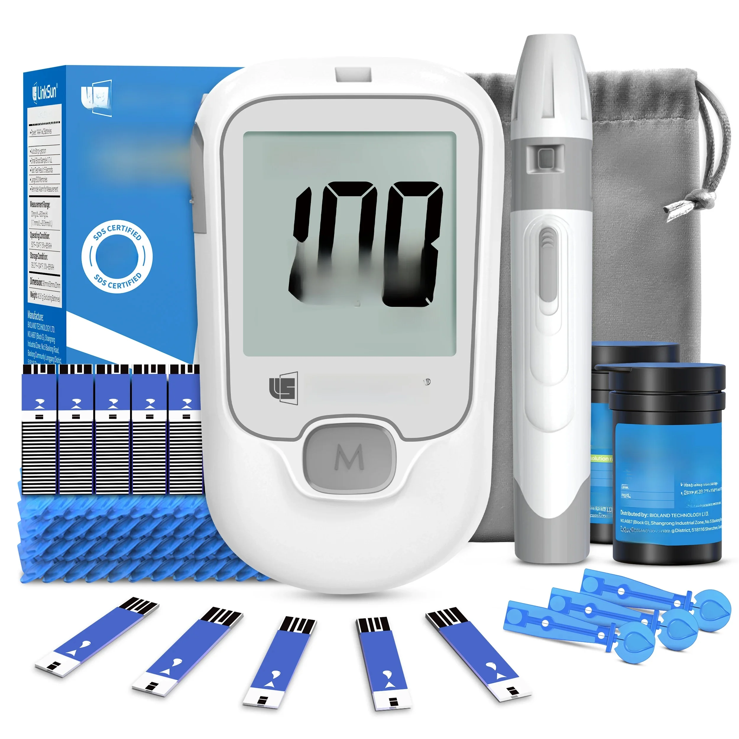 LinkSun G-425-1 Bloedglucosemeter 50/100 stuks Teststrips en Lancetten Diabetes Medische Glucosemeter Testen Bloedsuikertester - afbeelding 2