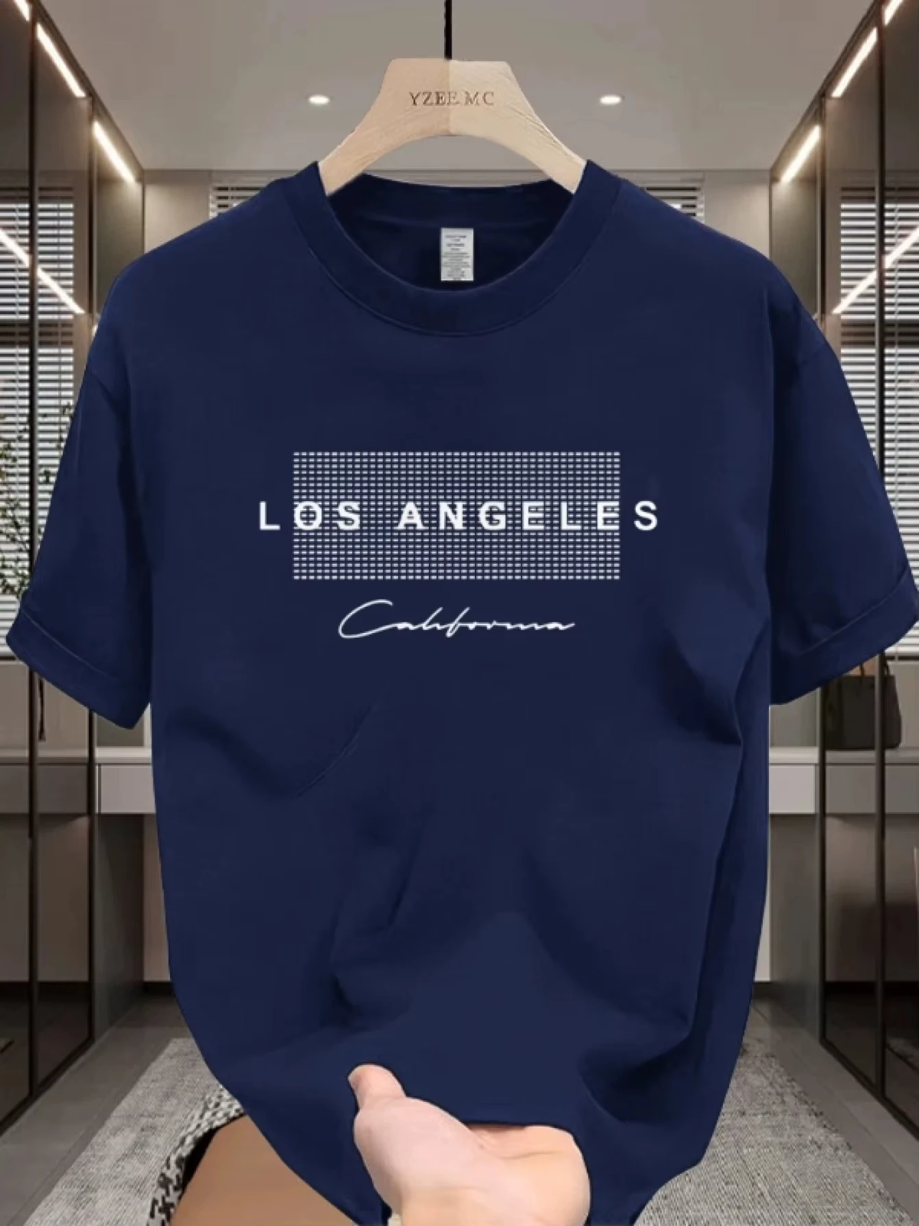 Los Angeles Pattern Printed Men's T-shirts Summer Casual Sports Fashionable High Quality Round Neck Short Sleeved Pullover Tops