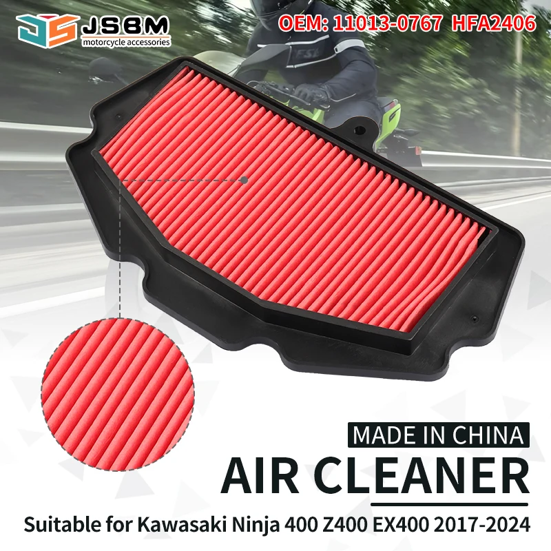 

JSBM Motorbike Accessories Engine Intake Cleaner Air Filter Element For Kawasaki Ninja 400 Ninja400 Z400 2018-2024 ZX-4R ZX-4RR