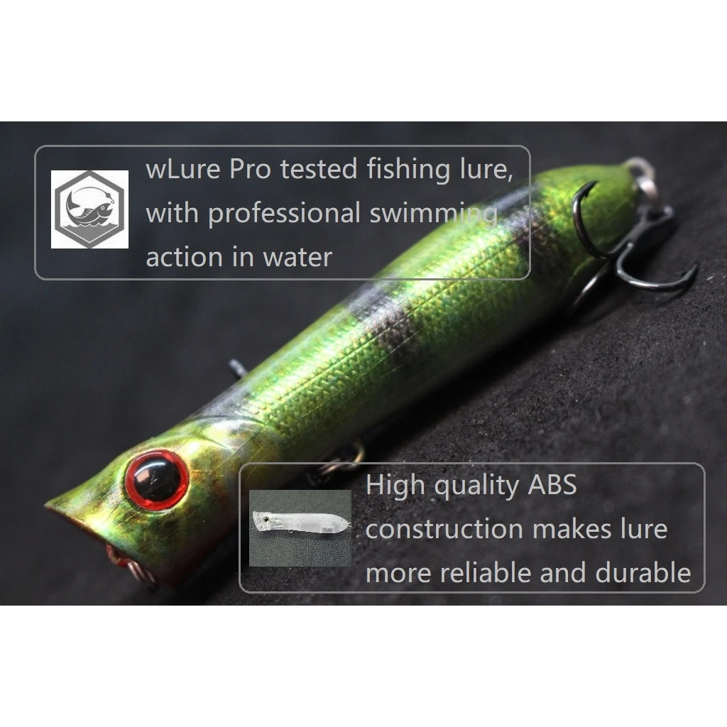 wLure Fishing Lure Topwater Popper 8cm 12g Real Skin Color Carp Fresh Water Sea Fake lure Ice Lure Fishing HT683