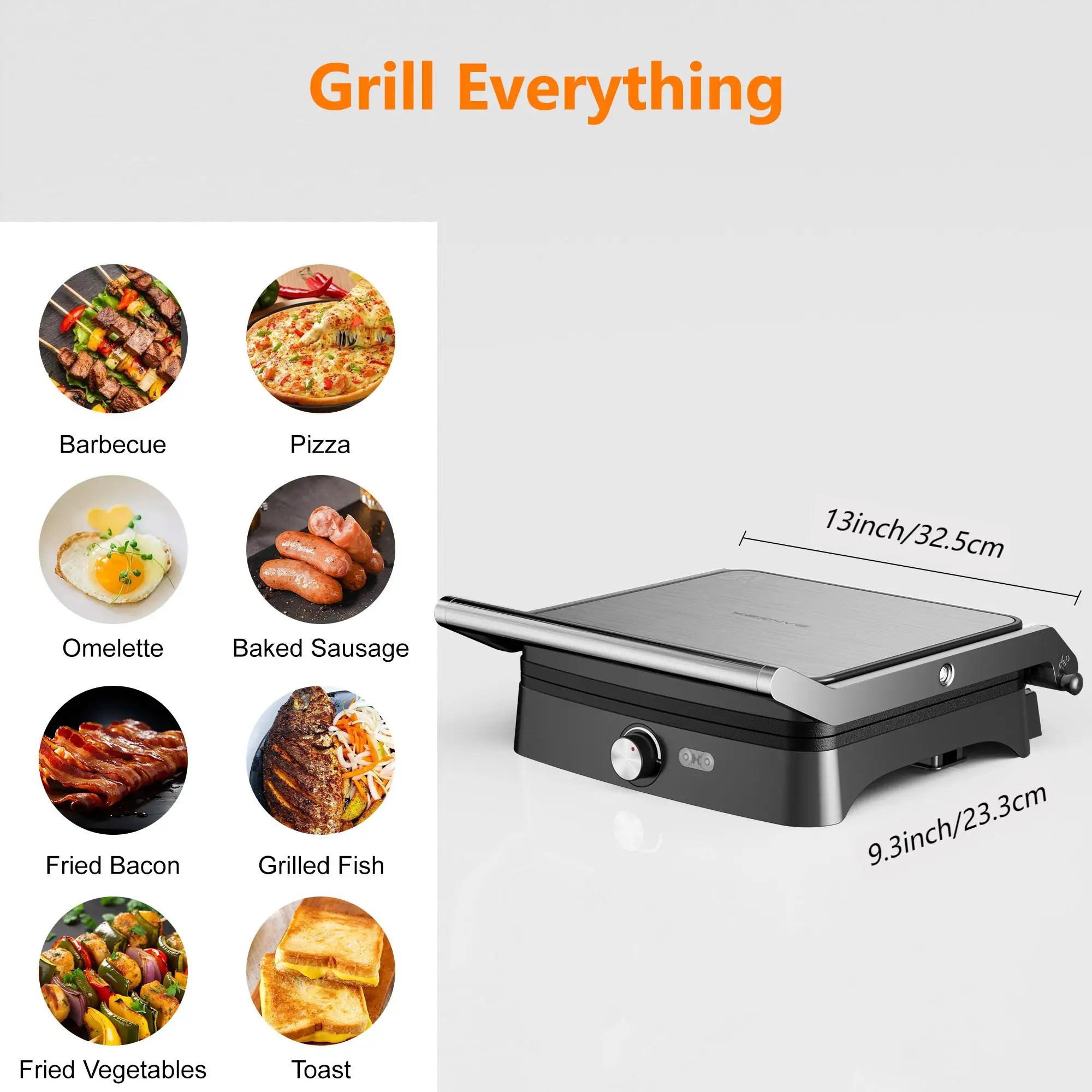 Panini Press Grill Indoor Sandwich Maker with Temperature Setting, 4 Slice Non-stick Grill, Opens 180 Degrees, 1200 W