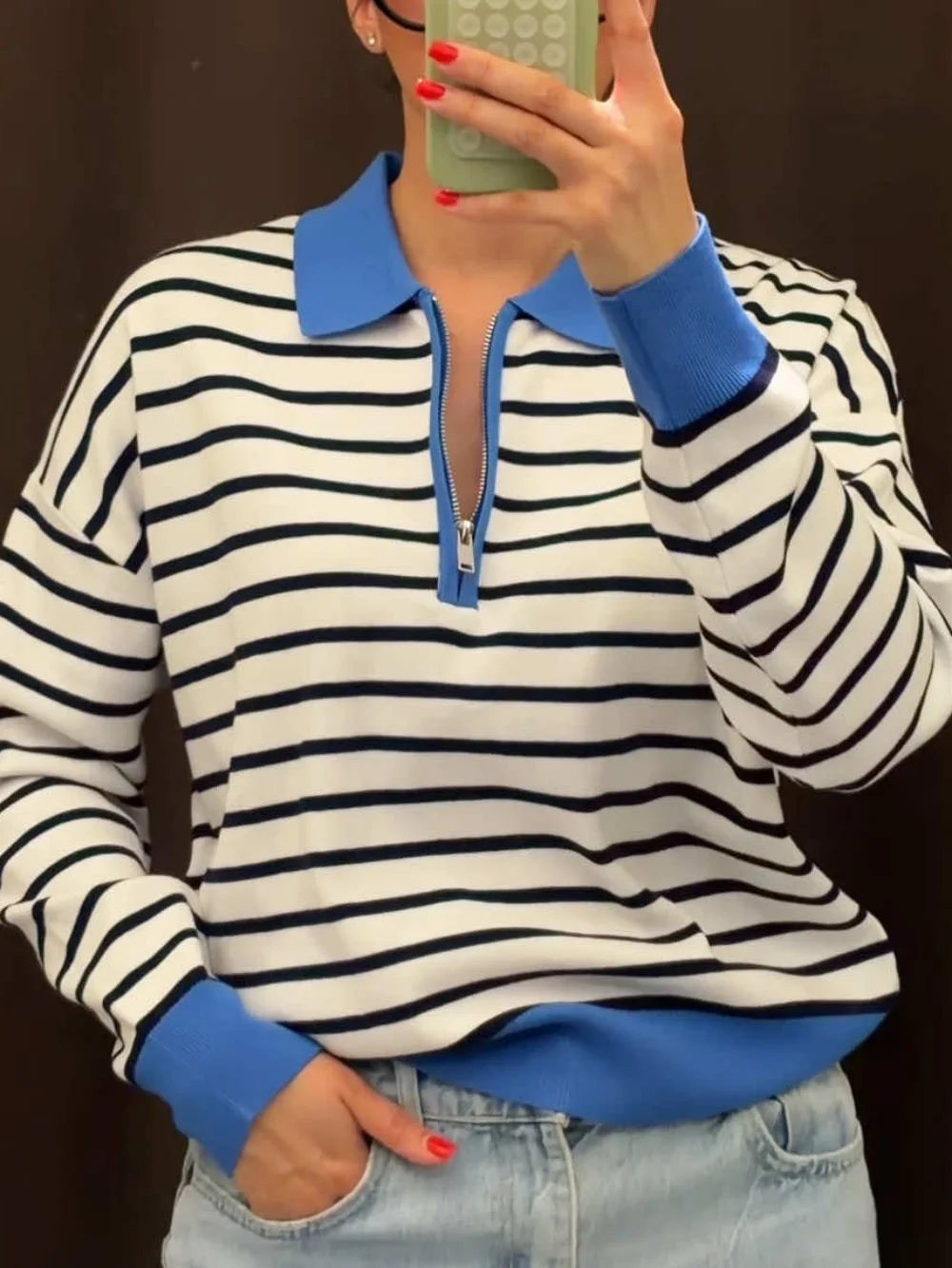 Preppy Style Knitwear Women Chic Stripe Color Block Knit Tops Winter Long Sleeve Sweaters Fashion Slimming Jumper Tops 2026