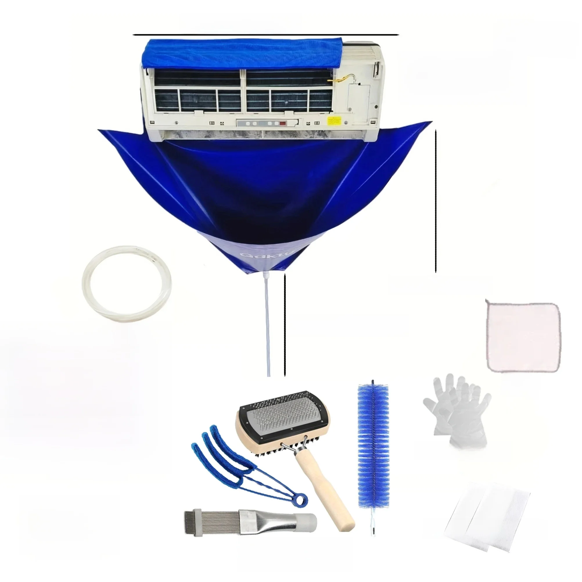 Gdktg – Kit de couverture de nettoyage de climatisation d'été, suspendu, sac d'eau et de poussière épais réutilisable, brosse de nettoyage, ensemble de nettoyeur d'arrosage