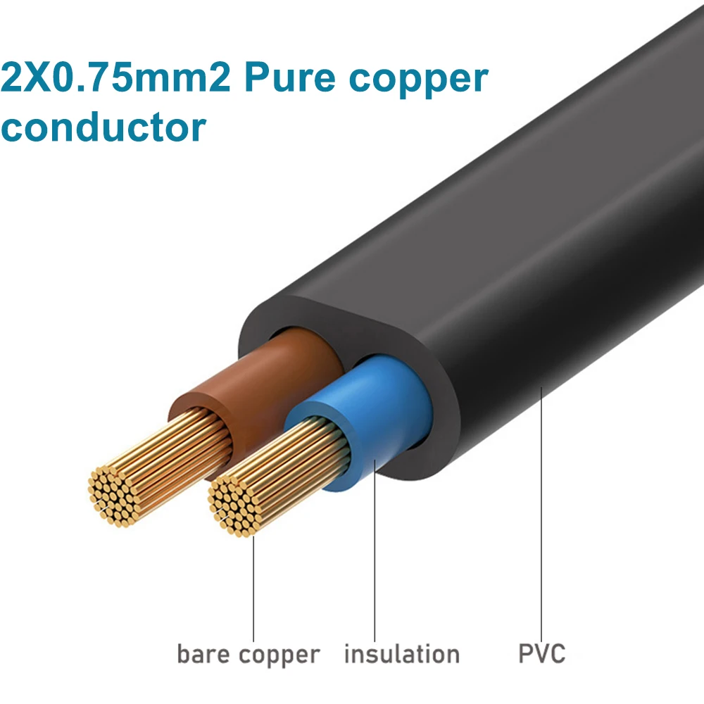 Abgewinkeltes US-Netzkabel Nicht-Polarisiertes NEMA 1-15P zu IEC320 C7 Stromkabel AC-Stecker US zu Figure 8 Stromkabel für PS5 Apple TV HDTV – Detail 5