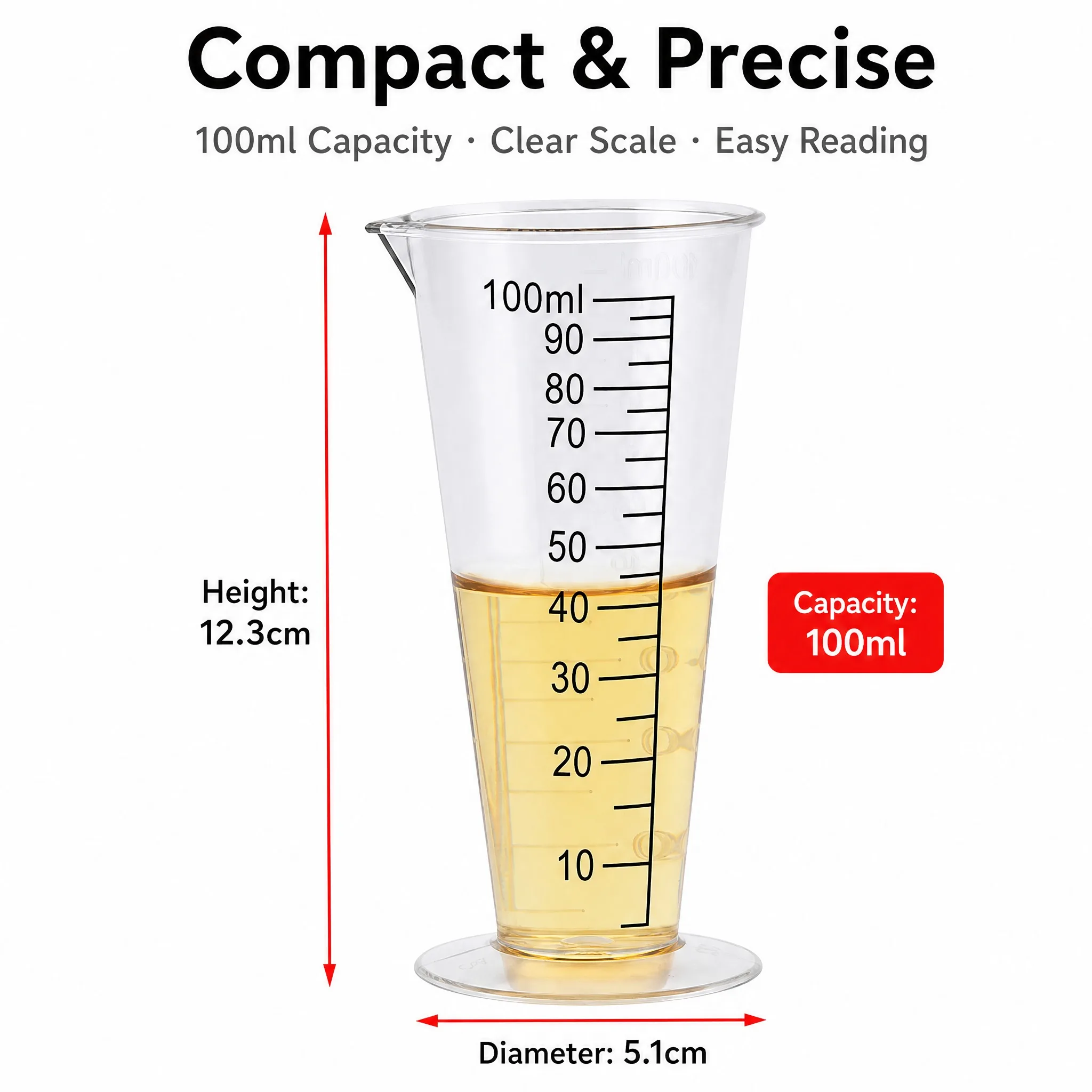 100ml Food-Grade Plastic Measuring Cup with Scale - BPA-Free, Perfect for Kitchen & Restaurant Use