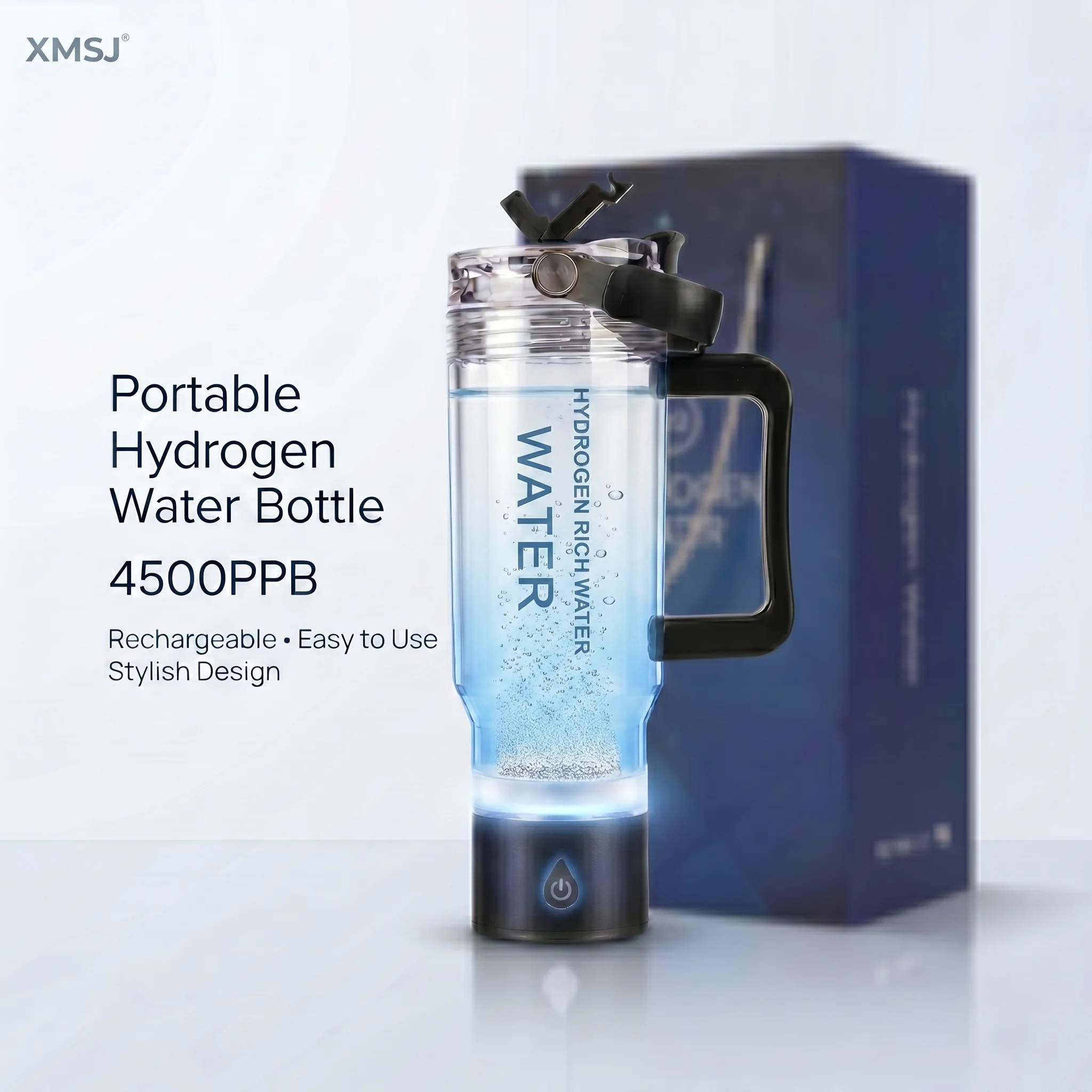 

Portable Hydrogen Water Bottle 750ml Rechargeable Electric Hydrogen Rich Water Cup with Handle for Car Travel Office