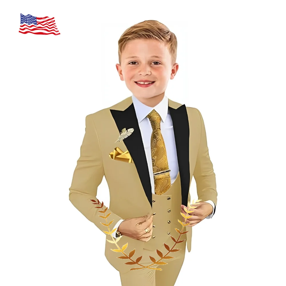 Suit for Boys Wedding Tuxedo 2-16 Years Kids Formal Jacket Pants Vest 3 Piece Set Children's Custom Outfit Classic Clothes