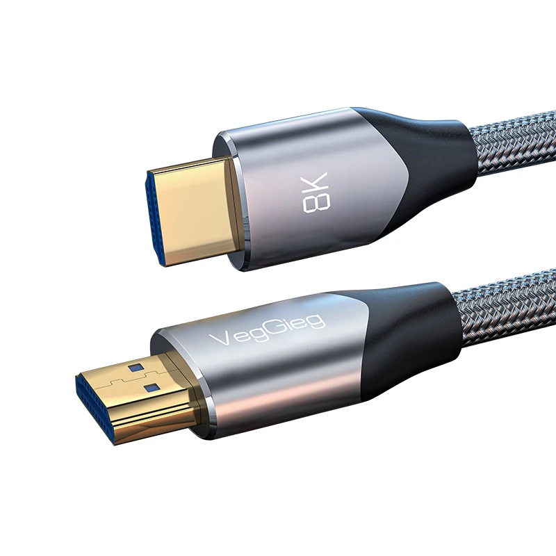 VegGieg V-H401 HDMI 2.1 8K GRAY METAL CABLE / 4K @ 120Hz 8K @ 60Hz (10K @ 30Hz) /PS5,PS5PRO 4090 compatible