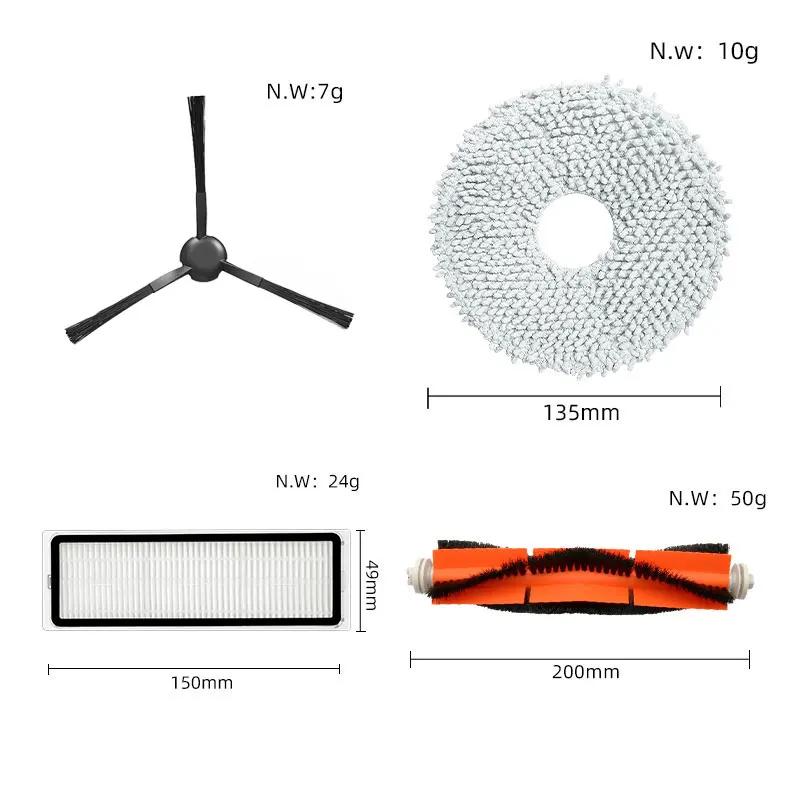 Robô Aspirador de pó Peças sobressalentes, Acessórios, Escova principal, Escova lateral, Filtro Hepa, Mop Pad, Compatível para Dreame L10s Pro RLS6L