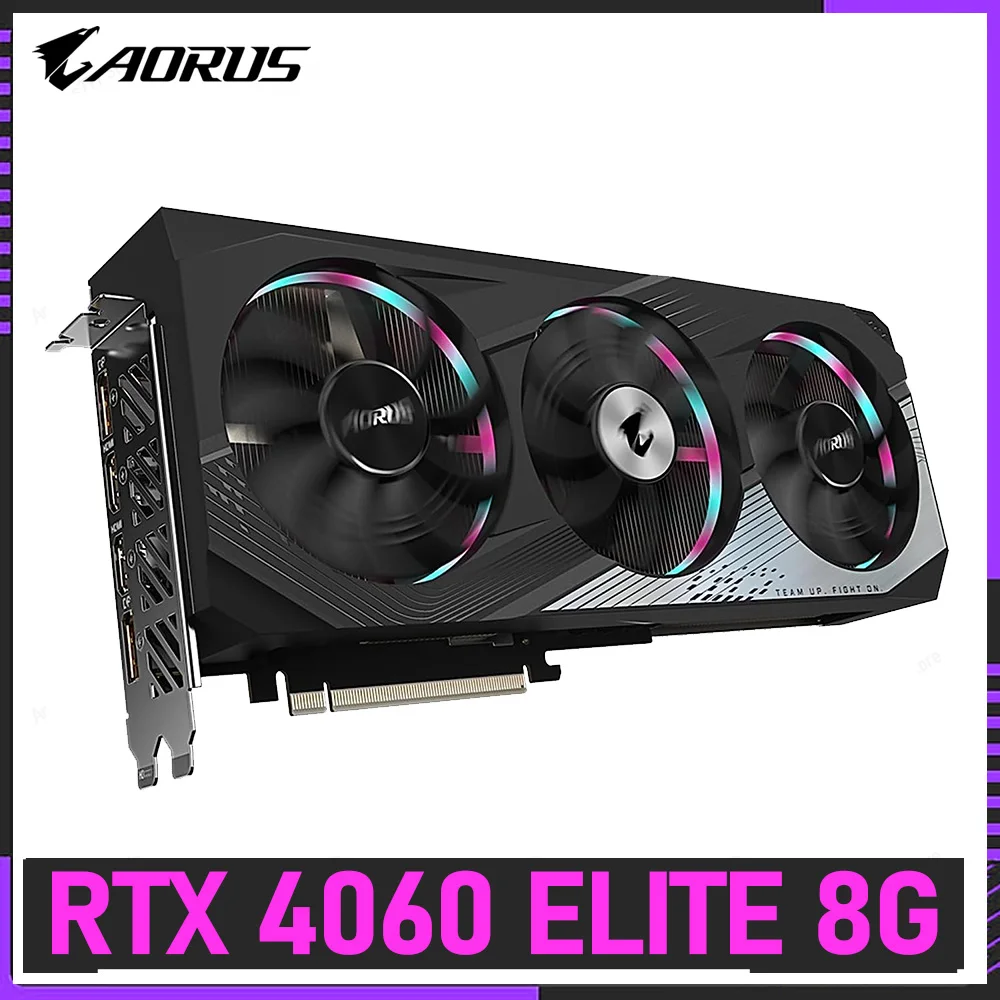 Imagem -06 - Placa de Vídeo Aorus-geforce Elite 8g Rtx 4060 Gddr6 1800mhz 8pin Pci-e 4.0 Suporte Triplo para Ventiladores Cpu Intel Adm Placa de Vídeo
