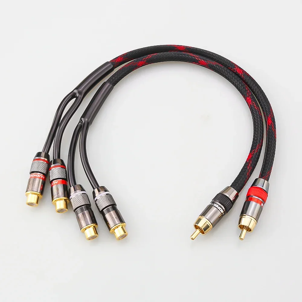Rozgałęźnik HiFi Y Kabel audio RCA męski na 2 żeńskie wtyczki Złącze RCA Adaptery Kabel Przewód do wzmacniacza — 2