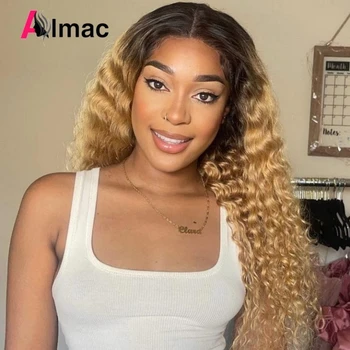 1B27 Honey Blonde Loose Deep Wave 180%Density Human Hair Wig 4x4 Glueless Transparent Lace Closure Pre Plucked Virgin Hair Wigs