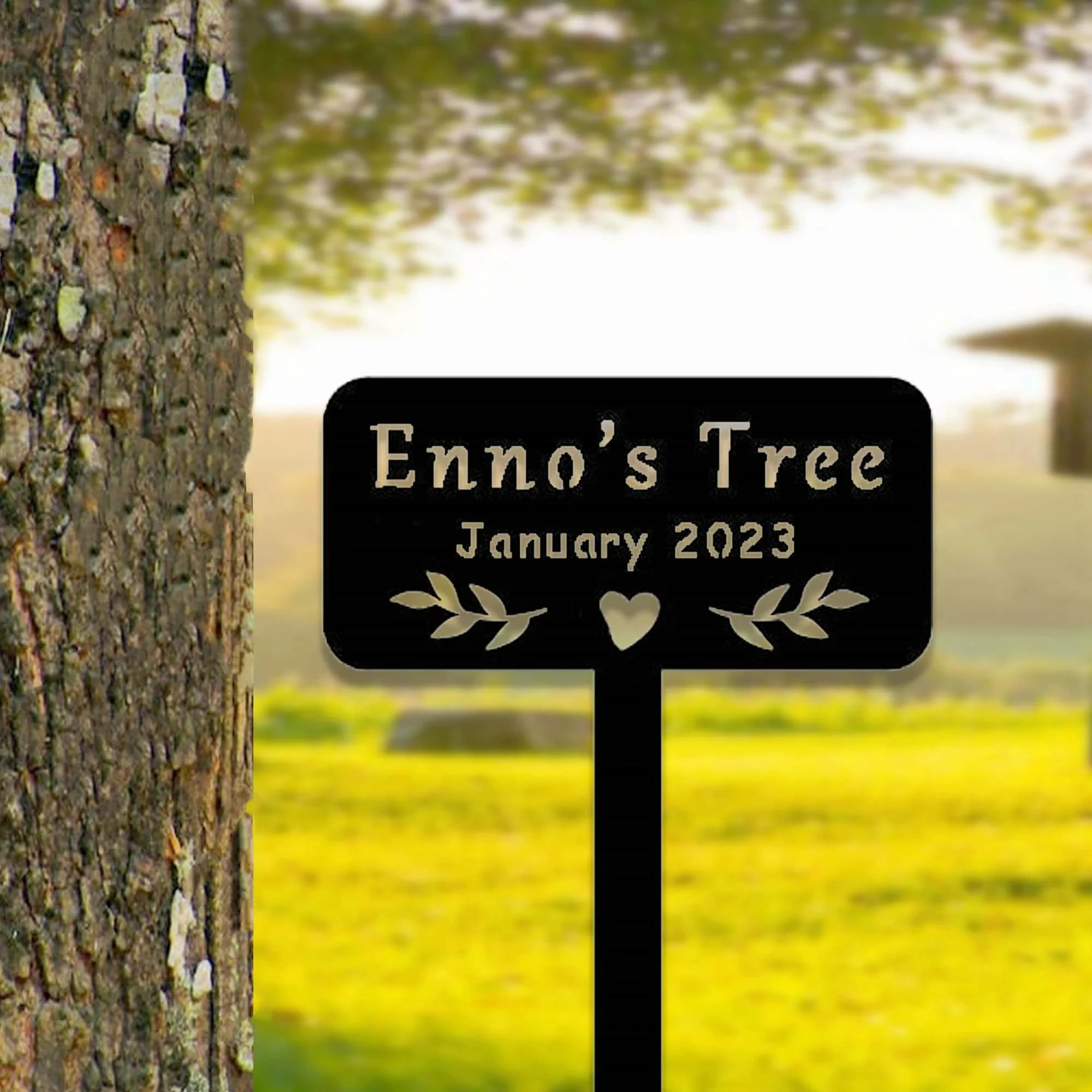 Custom Memorial Tree Sign With Stake,Personalized Tree Metal Garden Marker,Tree Garden Sign,Tree Plaque Marker,Metal Name Plate