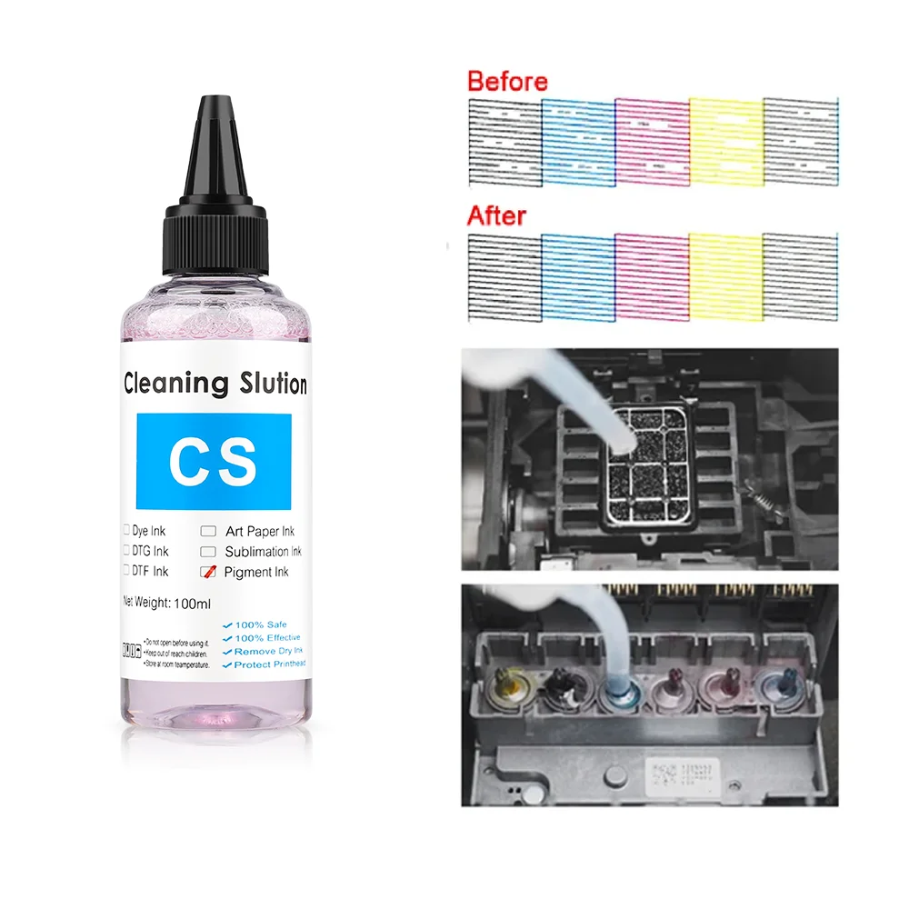 100ml Power Ink Printer Cleaning Solution For Pigment Sublimation Dye ink For Epson HP Canon Printer Printhead Cleaning Kit