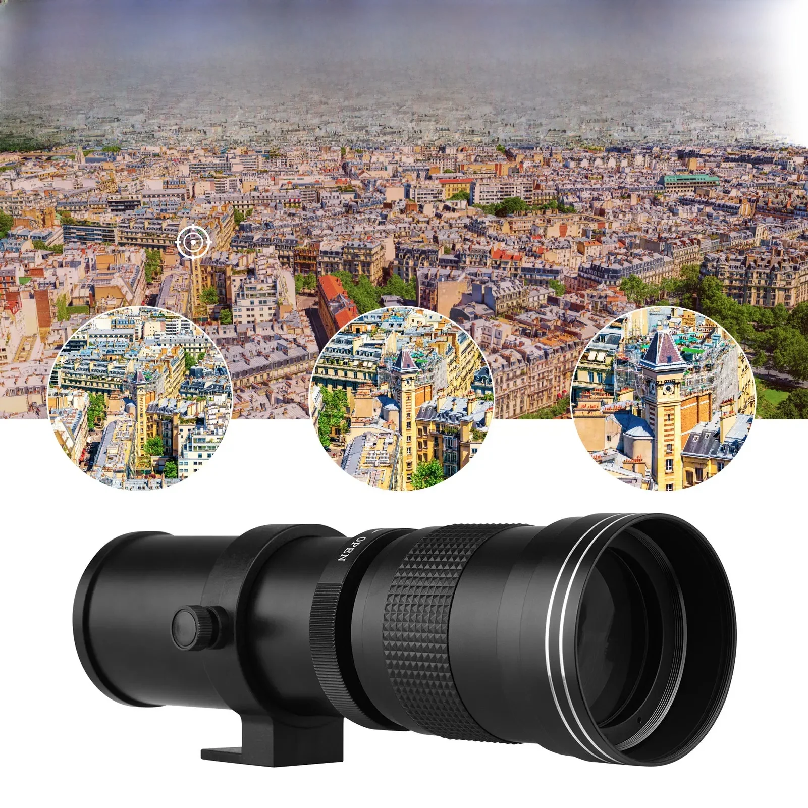 Caméra MF Super téléobjectif Zoom objectif F/8.3-16 420-800mm monture en T avec anneau adaptateur universel filetage 1/4 remplacement pour Canon