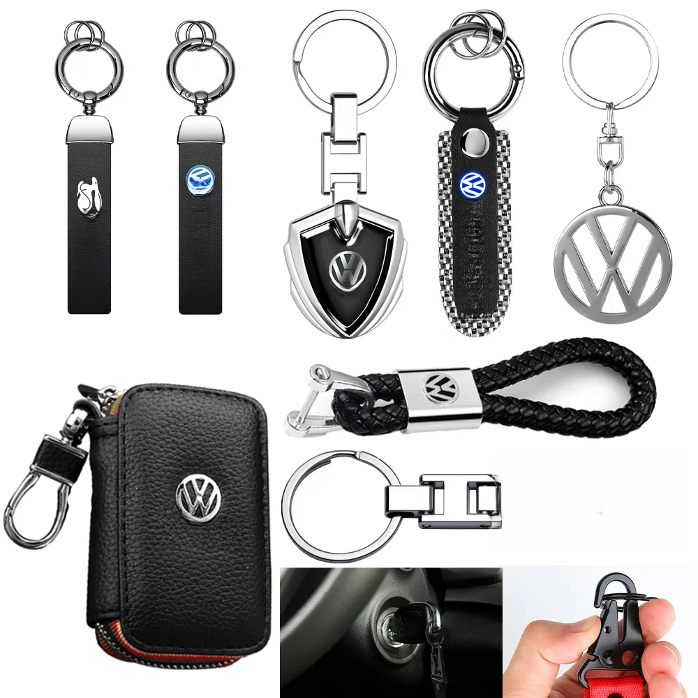 VW Auto Abzeichen Styling Schlüsselanhänger Ringe Metalllegierung/Leder/Abs Schlüsseltasche