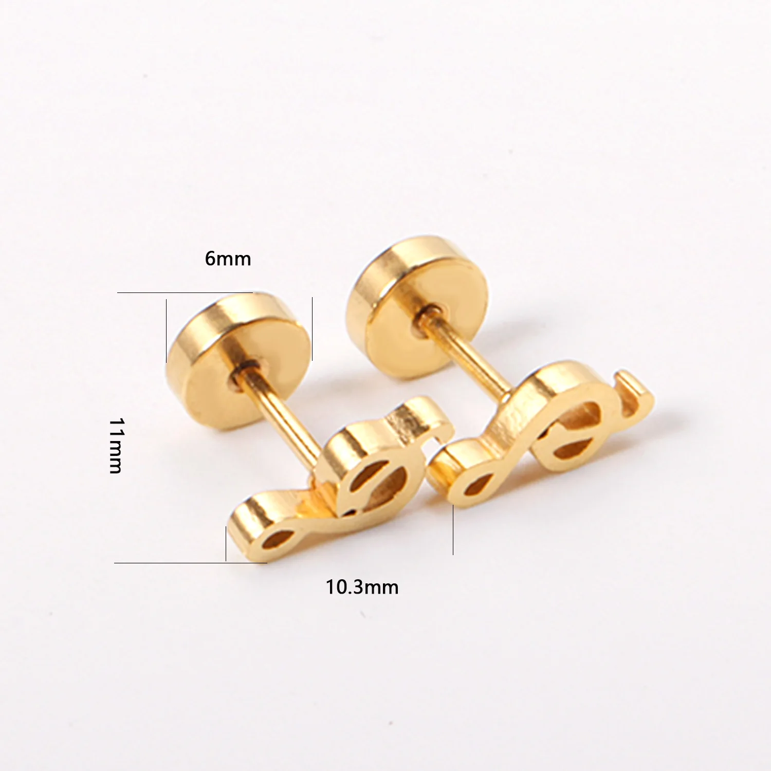 LUXUKISSKIDS Cute Musical Note Shape Stud Earrings For Child/Girls Stainless Steel Anti-allergy Gold Plated Earrings Jewellry