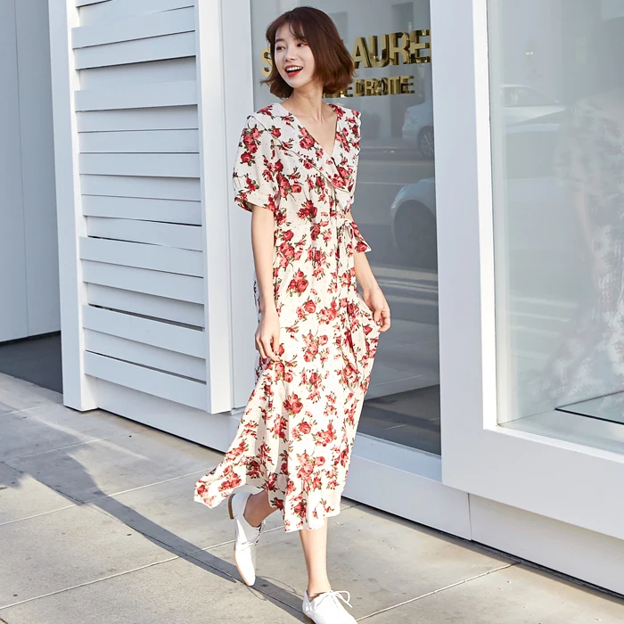 Rose flower plover long dress free fast shipping