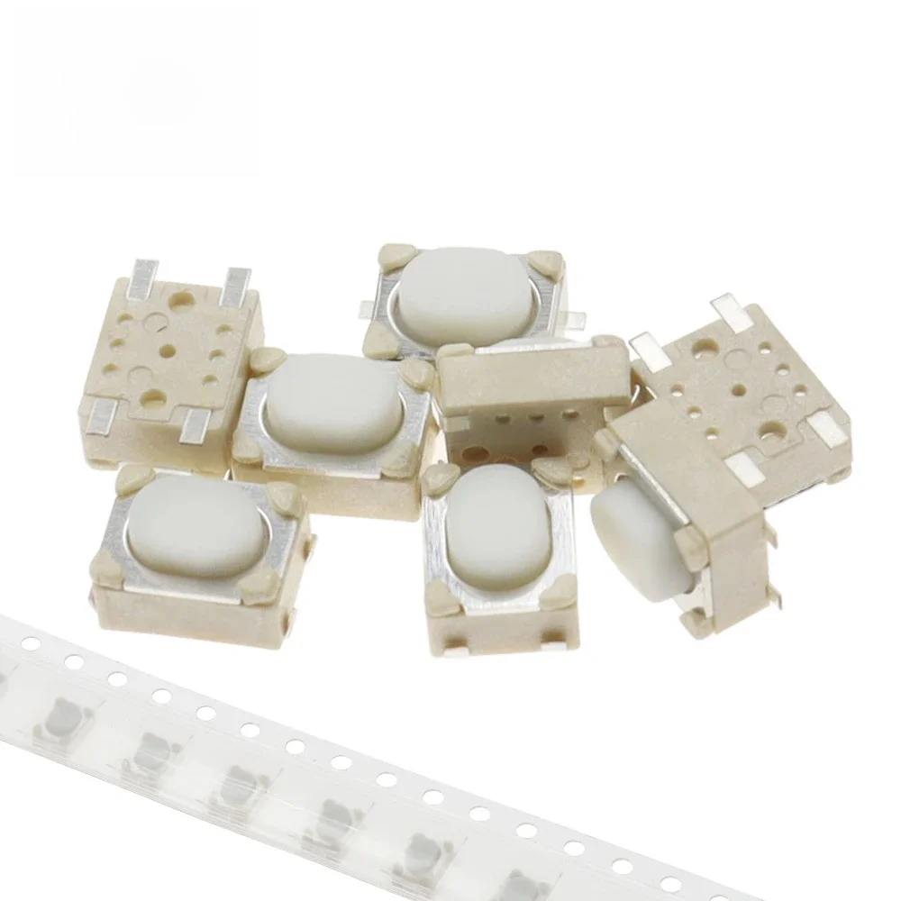 100 sztuk DC12V 50mA mikroprzyciskowy przełącznik taktowy SMD 4Pin 3X4X2.5MM biały dotykowy takt przycisk mikroprzełącznik chwilowy 3*4*2.5mm — zdjęcie 2