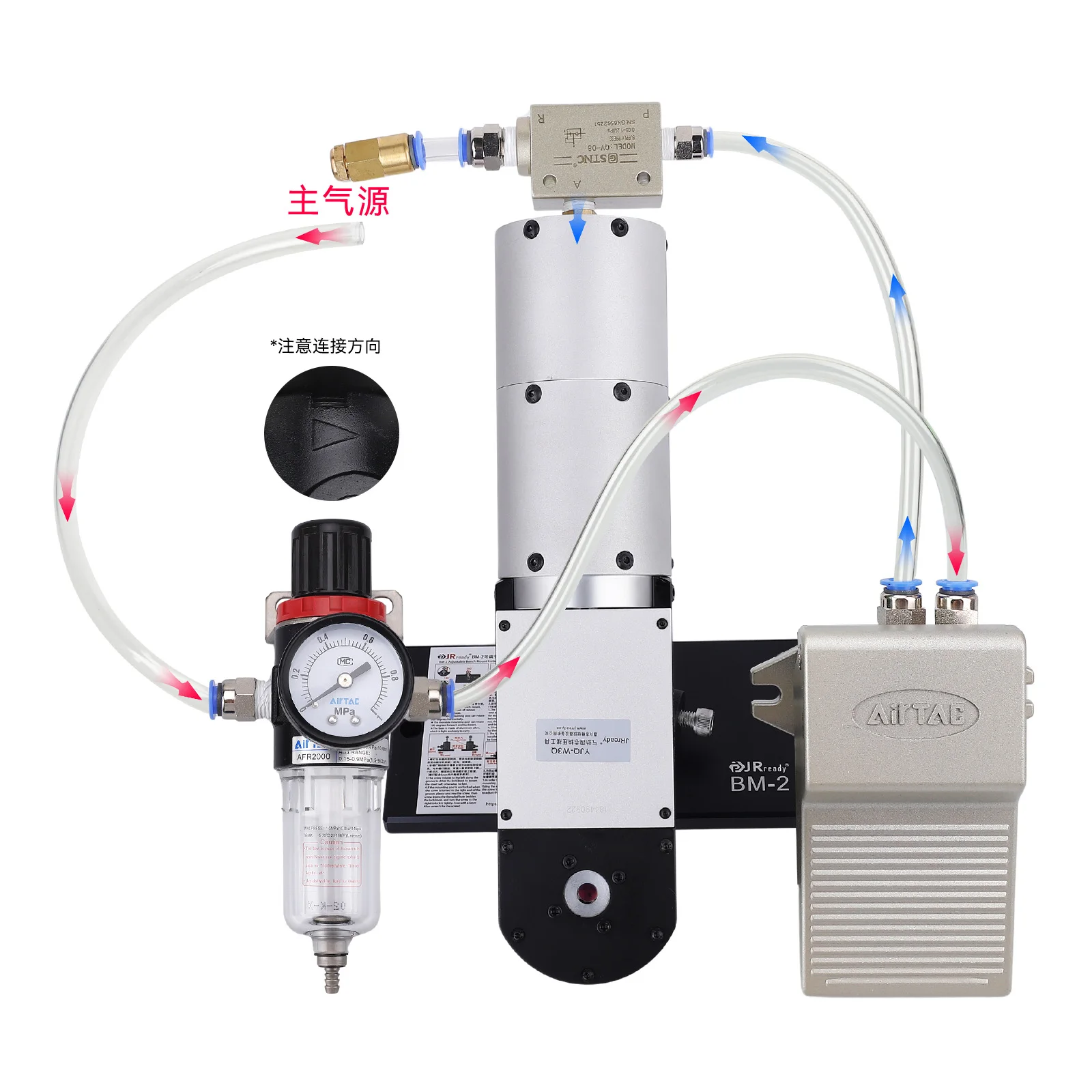 JRready Pneumatic Crimp Tool: YJQ-W3Q WA27-309-2C Pneumatic Mid-Current Range Crimp Tool &UF3-C001 Adjustable Positioner 8-18AWG