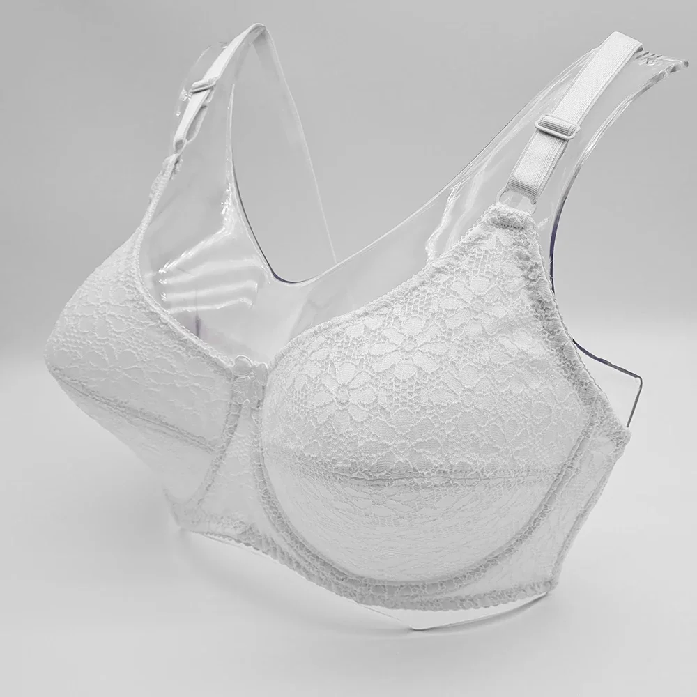 Dobre białe koronkowe biustonosze dla kobiet push up Minimizer support plus size bralette komfortowa bawełniana fiszbinowa rekreacyjna intymna BH C28 — zdjęcie 2