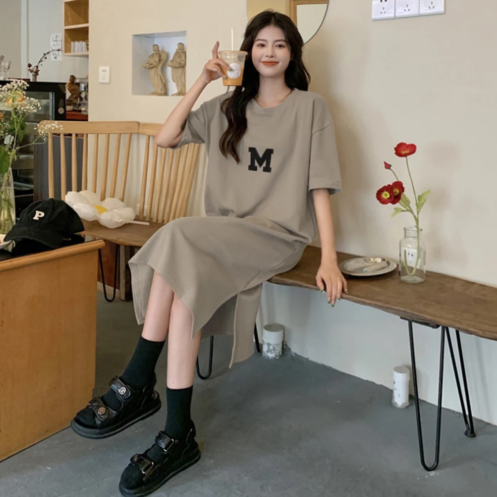 World comfortable loose short sleeve long dress