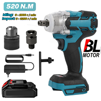 520N.M Brushless Cordless Electric Impact Wrench Rechargeable 1/2 inch Wrench Power Tools Compatible For Makita 18V Battery