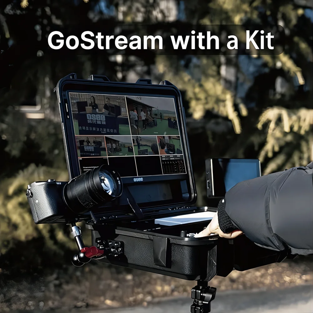 طقم محول البث المباشر الكل في واحد من Osee GoStream Deck Kit الكل في واحد مع شاشة 14 بوصة ومدخلات 4xHDMI