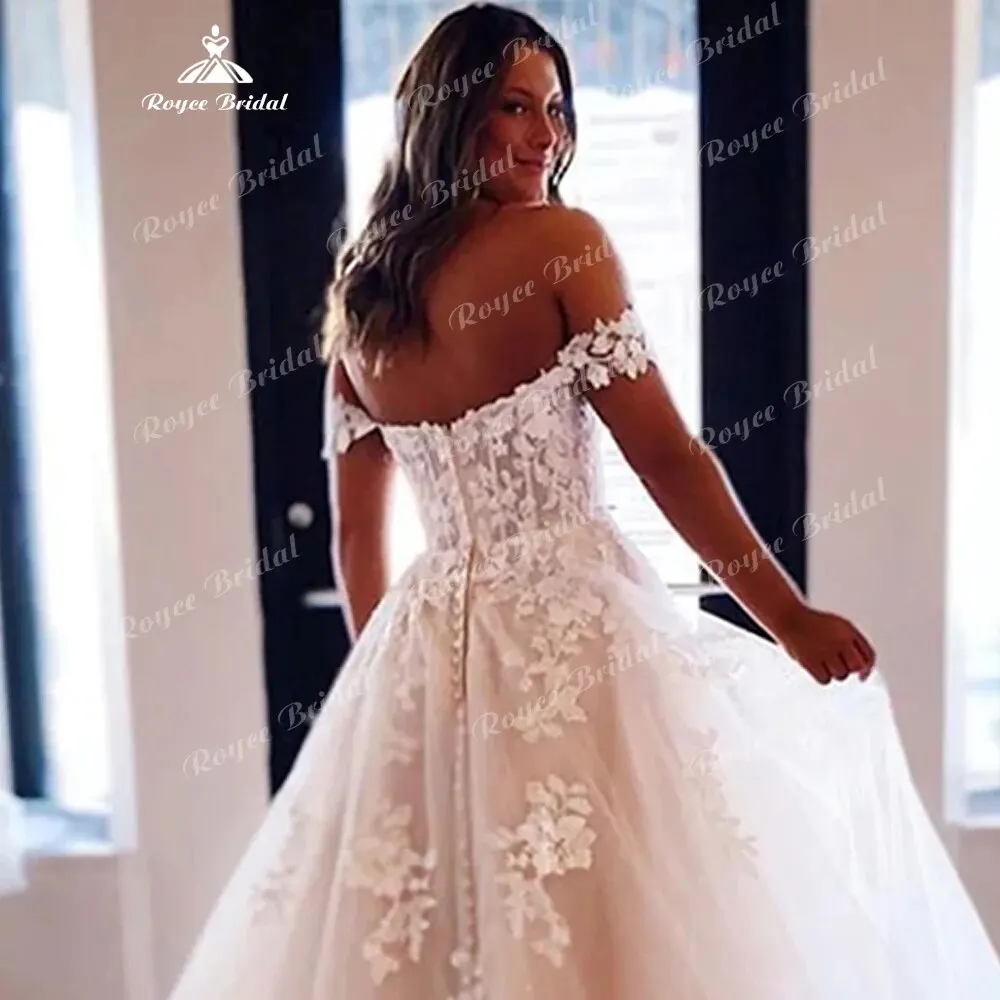 Elegantes vestidos de casamento A-Line para mulheres, manga, tule, renda, apliques, vestidos de noiva formais, feitos sob medida, 2023