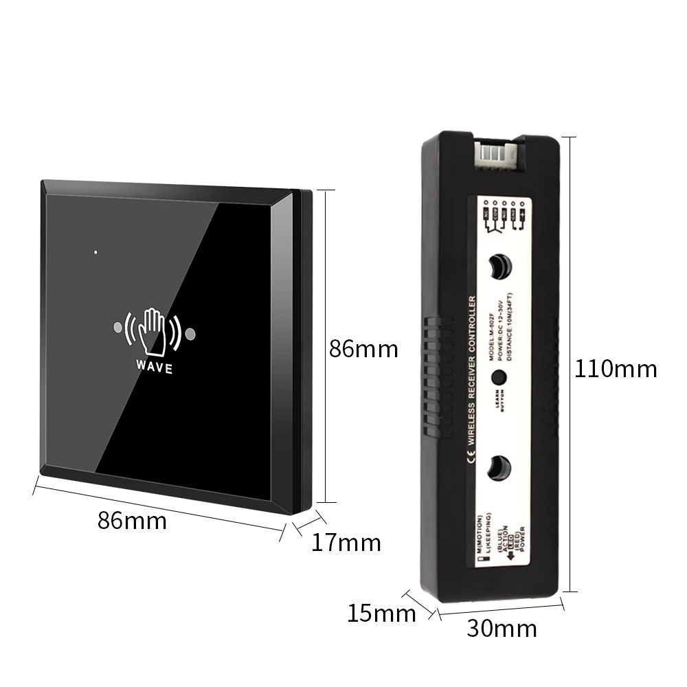 Exit Switch Induction Type Release2.4G Wireless No Touch Sensor Exit Wave Button Switch For Access Control System Electric Door