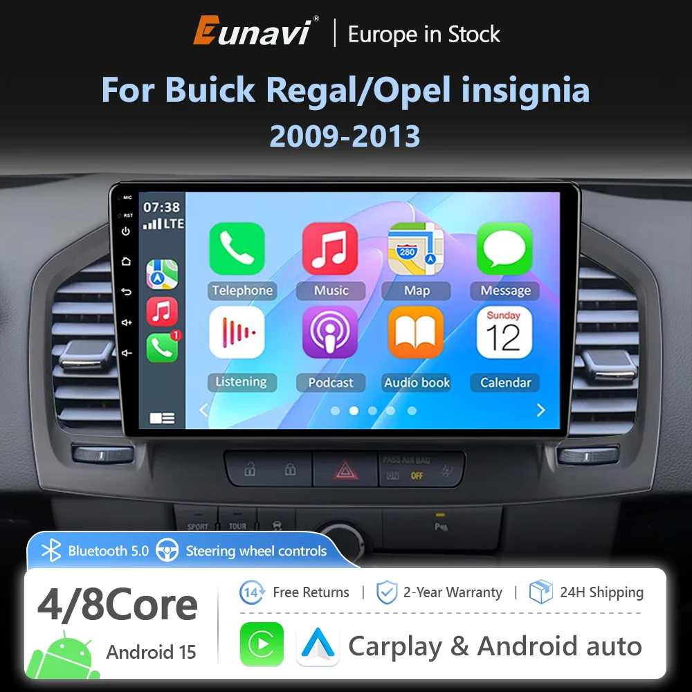 Inteligentne systemy samochodowe Eunavi Radio do Buick Regal Opel Insignia 2009-2013 Bezprzewodowe CarPlay Android Auto Bez 2 Din 2Din DVD Stereo Wifi Nawigacja GPS